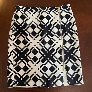 Talbots Lined Skirt 10 Petite Zip Abstract Business Casual
